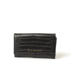 Gondole MERYL, portefeuille compagnon façon croco noir