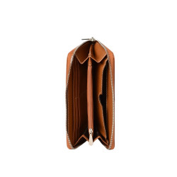 Balise BUNI, portefeuille zippé cuir châtain