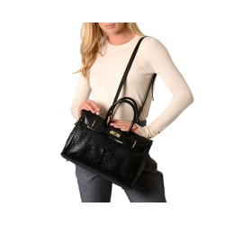 Pyla Bryan, petit sac à main motif python noir