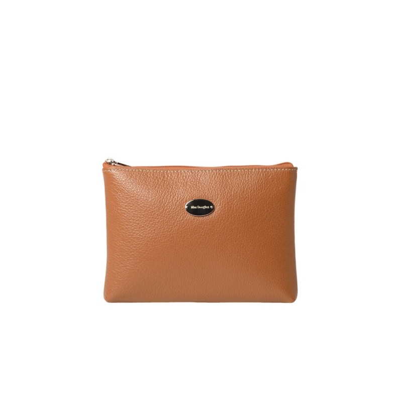Limace BUNI, pochette plate cuir châtain