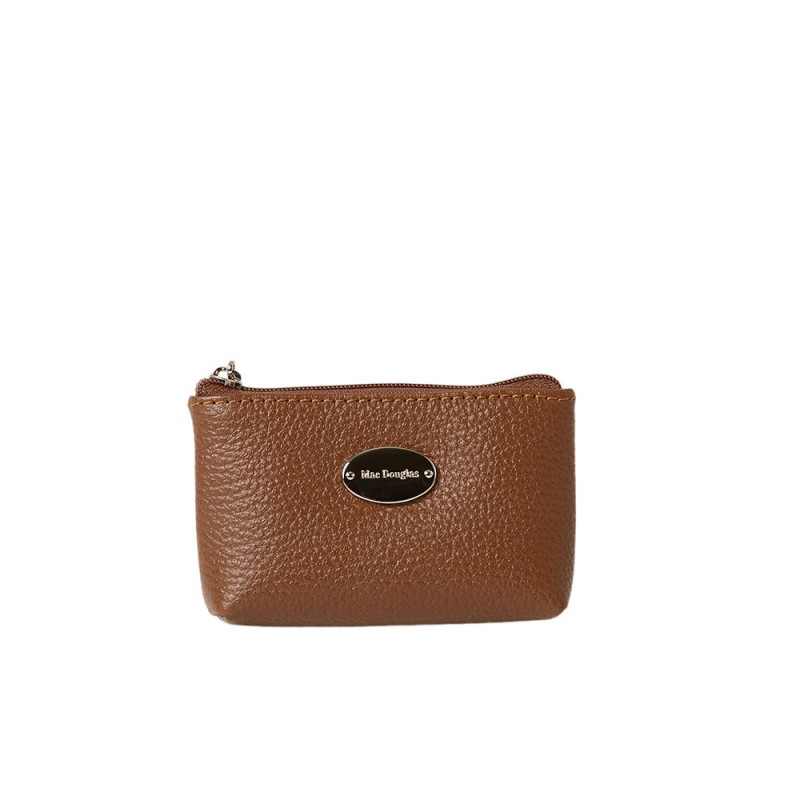 Limace BUNI, petit porte-monnaie zippé cuir marron café