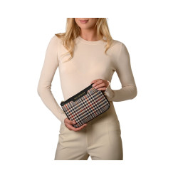 Jaipur Fantasia, pochette motif écossais écru et noir