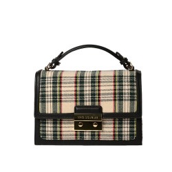 Joyau FANTASIA, petit sac cartable à motif kilt écru et vert