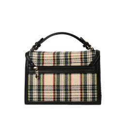 Joyau FANTASIA, petit sac cartable à motif kilt écru et vert