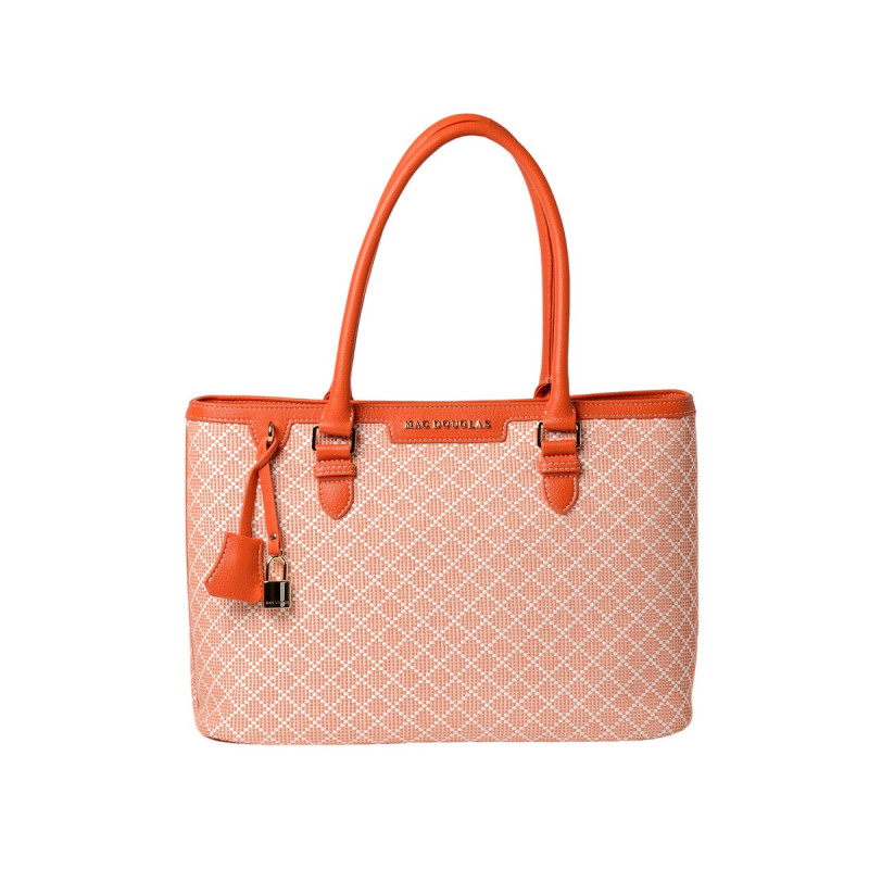 LAURENE FANTASIA, sac cabas à motif losange corail