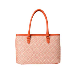 LAURENE FANTASIA, sac cabas à motif losange corail