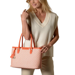 LAURENE FANTASIA, sac cabas à motif losange corail