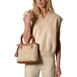 Laurene FANTASIA, petit sac cabas toile tressée beige