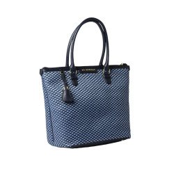 PAUILLAC FANTASIA, grand sac cabas tressé bleu jean