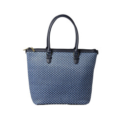 PAUILLAC FANTASIA, grand sac cabas tressé bleu jean