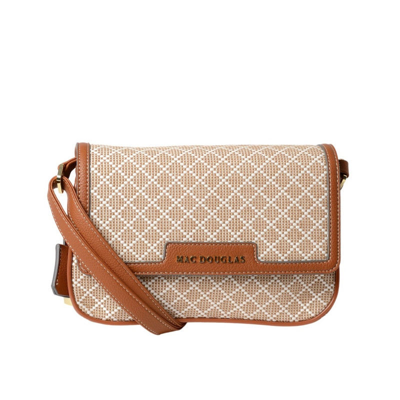 Prado FANTASIA, sac bandoulière à motif losange châtain