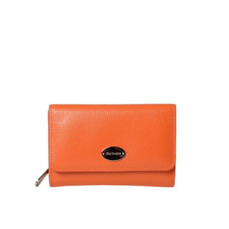 Tao BUNI, portefeuille cuir mandarine