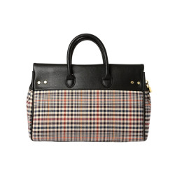 Pyla FANTASIA, grand sac à main motif écossais écru et noir