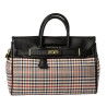 Pyla FANTASIA, grand sac à main motif écossais écru et noir