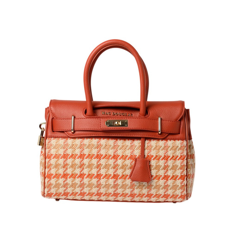 Pyla FANTASIA, petit sac à main à motif pied de coq corail