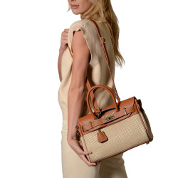 Pyla Fantasia, mini sac à main toile tressée beige