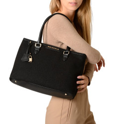 LAURENE FANTASIA, sac cabas à motif quadrillage gris