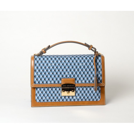Joyau Paloma, sac cartable à motif géométrique bleu/marron
