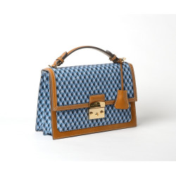 Joyau Paloma, sac cartable à motif géométrique bleu/marron