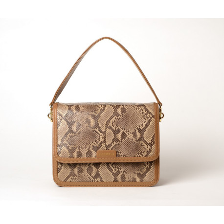 Nangy Paloma, sac porté épaule à motif python taupe