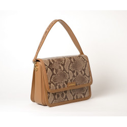 Nangy Paloma, sac porté épaule à motif python taupe