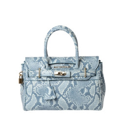 Pyla BRYAN, petit sac à main motif python bicolore bleu