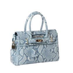 Pyla BRYAN, petit sac à main motif python bicolore bleu