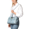 Pyla BRYAN, petit sac à main motif python bicolore bleu