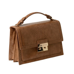 JOYAU BRYAN, sac cartable motif python noir
