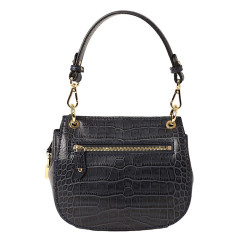 GARANCE ROMY, petit sac besace cuir façon croco carmin