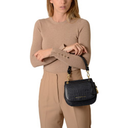 GARANCE ROMY, petit sac besace cuir façon croco carmin