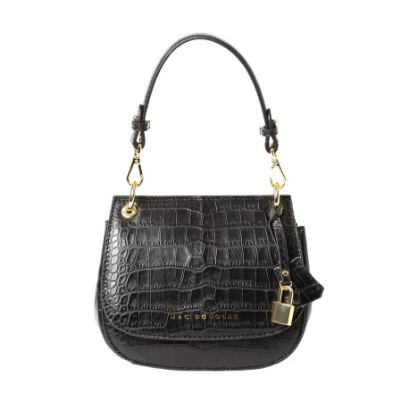 GARANCE ROMY, petit sac besace cuir façon croco carmin