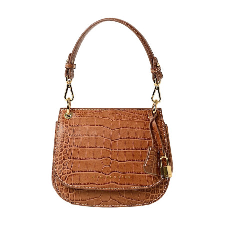 GARANCE ROMY, petit sac besace cuir façon croco carmin