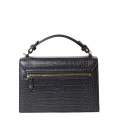 JOYAU ROMY, petit sac cartable cuir façon croco carmin