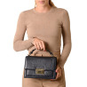 JOYAU ROMY, petit sac cartable cuir façon croco carmin