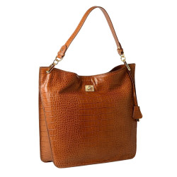 Kentucky Romy, sac porté épaule cuir façon croco aubergine