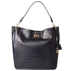 Kentucky Romy, sac porté épaule cuir façon croco aubergine