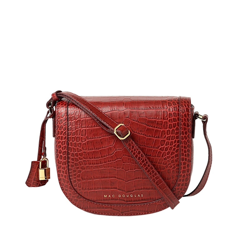 NORLAND ROMY, sac porté travers cuir façon croco carmin