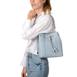 Timee ROMY, sac seau cuir bleu glacier