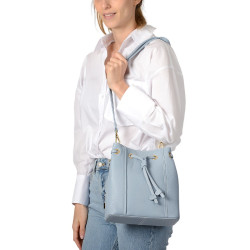 Timee ROMY, sac seau cuir bleu glacier