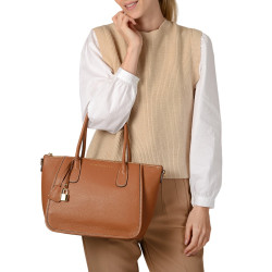 Vestige ROMY, sac cabas cuir bleu glacier