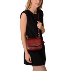 Garance ROMY, mini sac besace cuir grain croco