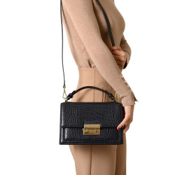 Joyau ROMY, petit sac cartable cuir grain croco