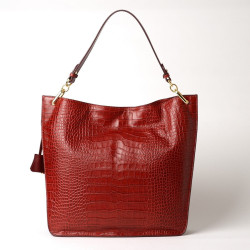 Kentucky ROMY, grand sac porté épaule bimatière cuir lisse et grain croco