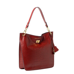 Kentucky Romy, petit sac porté épaule cuir façon croco aubergine