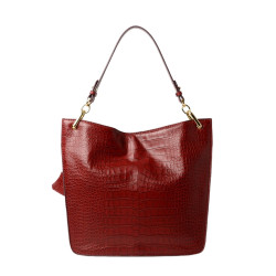 Kentucky Romy, petit sac porté épaule cuir façon croco aubergine