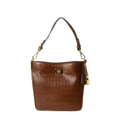 KENTUCKY ROMY, mini sac porté épaule cuir façon croco marron