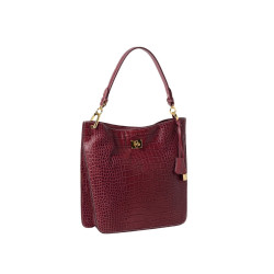 Kentucky Romy, petit sac porté épaule cuir façon croco aubergine