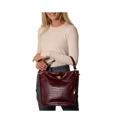 Kentucky Romy, petit sac porté épaule cuir façon croco aubergine