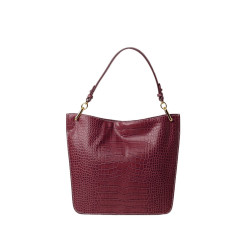 Kentucky Romy, petit sac porté épaule cuir façon croco aubergine